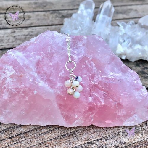 Pink Opal Cluster October Birthstone Necklace